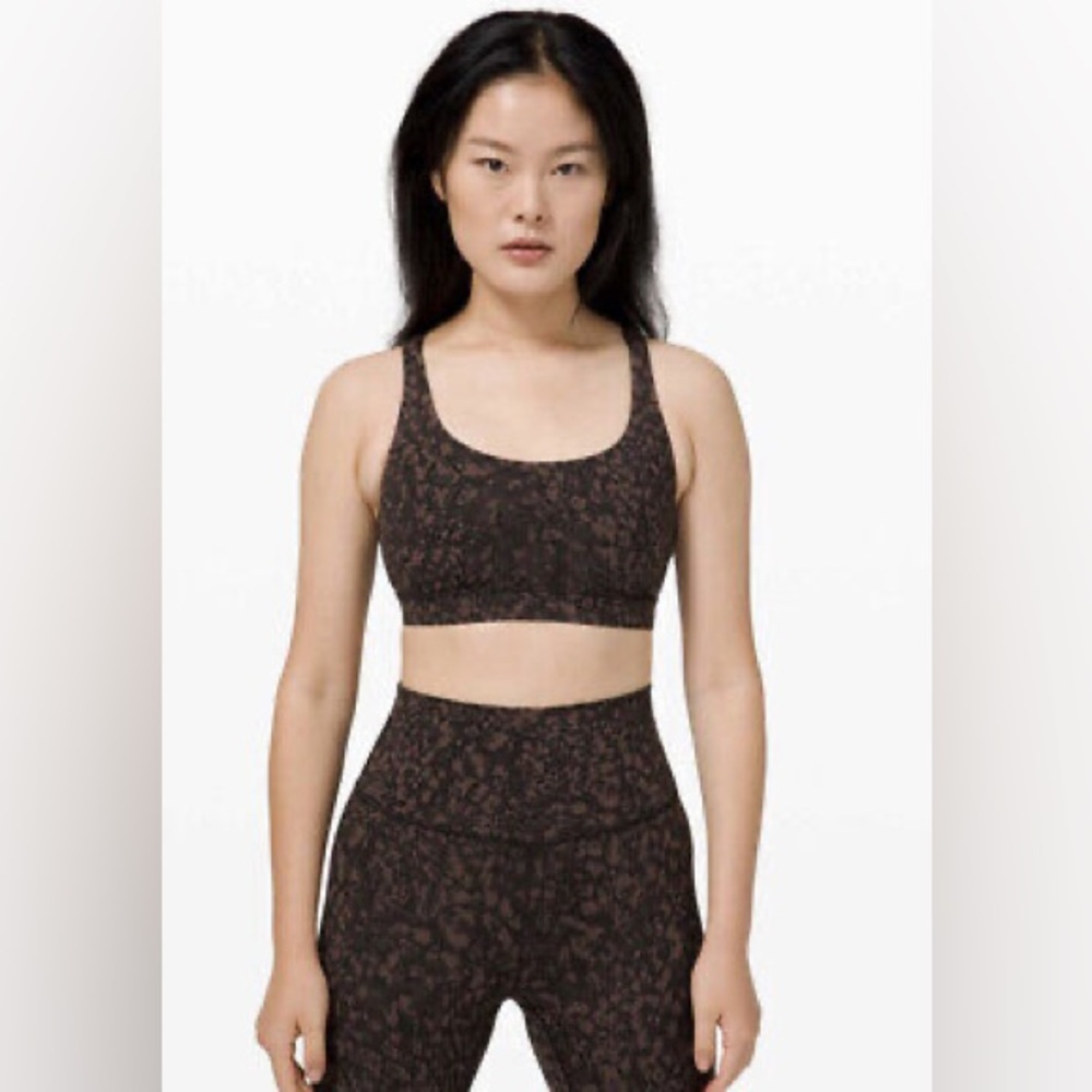 🐆 NWT Lululemon Energy Bra Leopard Print Black 12 🐆